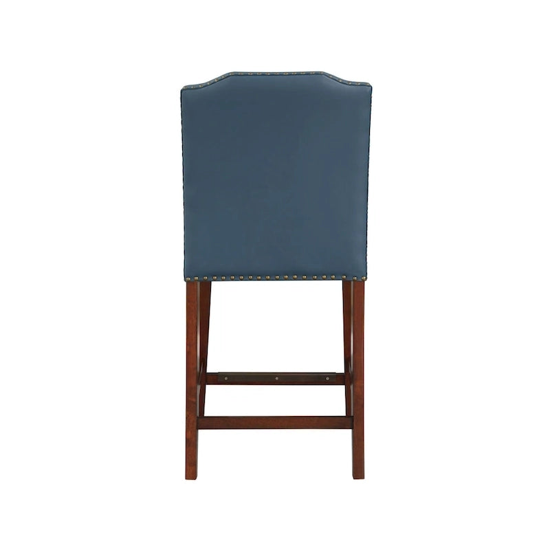 Tabouret de comptoir en similicuir avec garniture cloutée