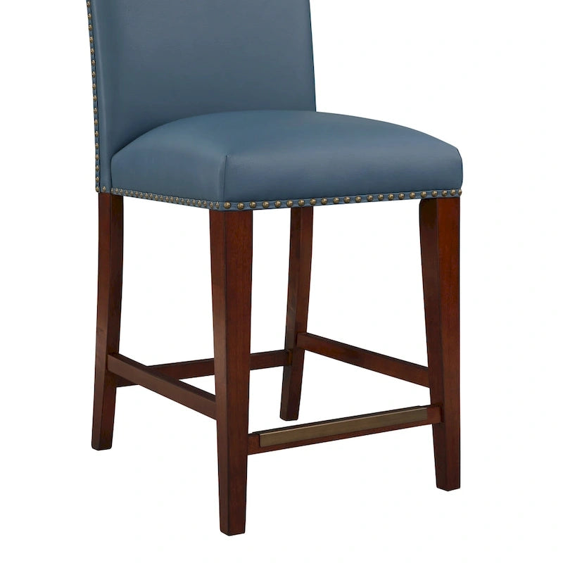Tabouret de comptoir en similicuir avec garniture cloutée