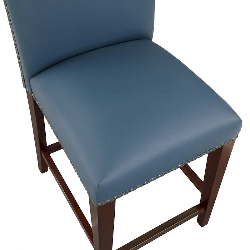Tabouret de comptoir en similicuir avec garniture cloutée
