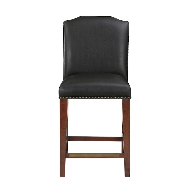 Tabouret de comptoir en similicuir avec garniture cloutée