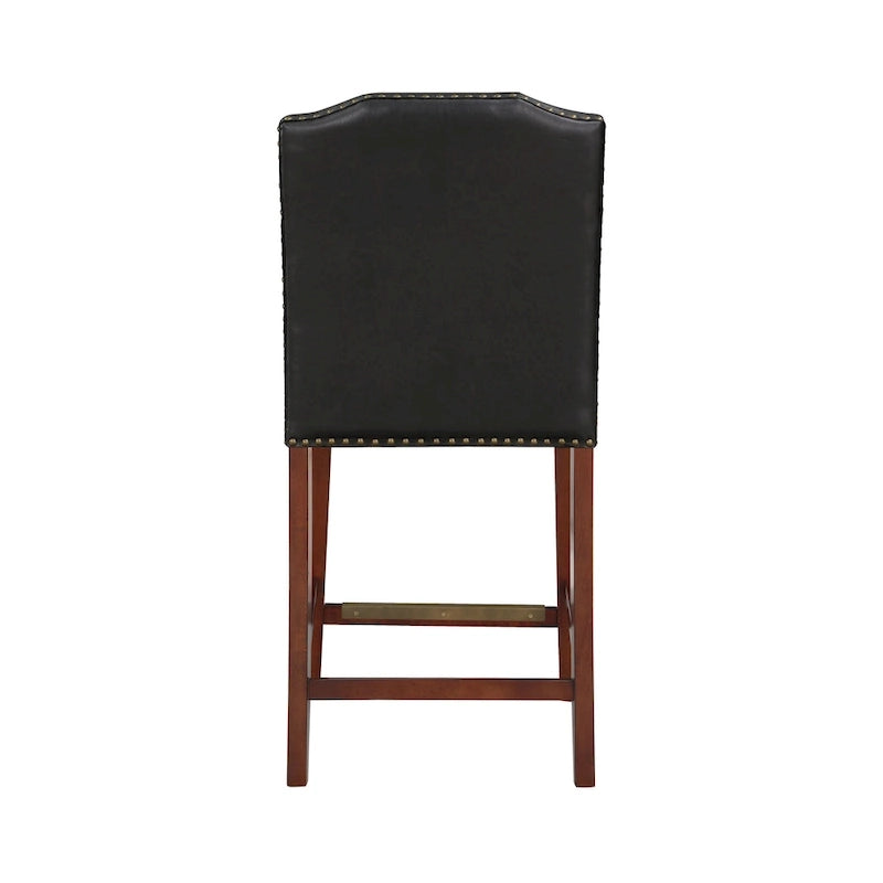 Tabouret de comptoir en similicuir avec garniture cloutée