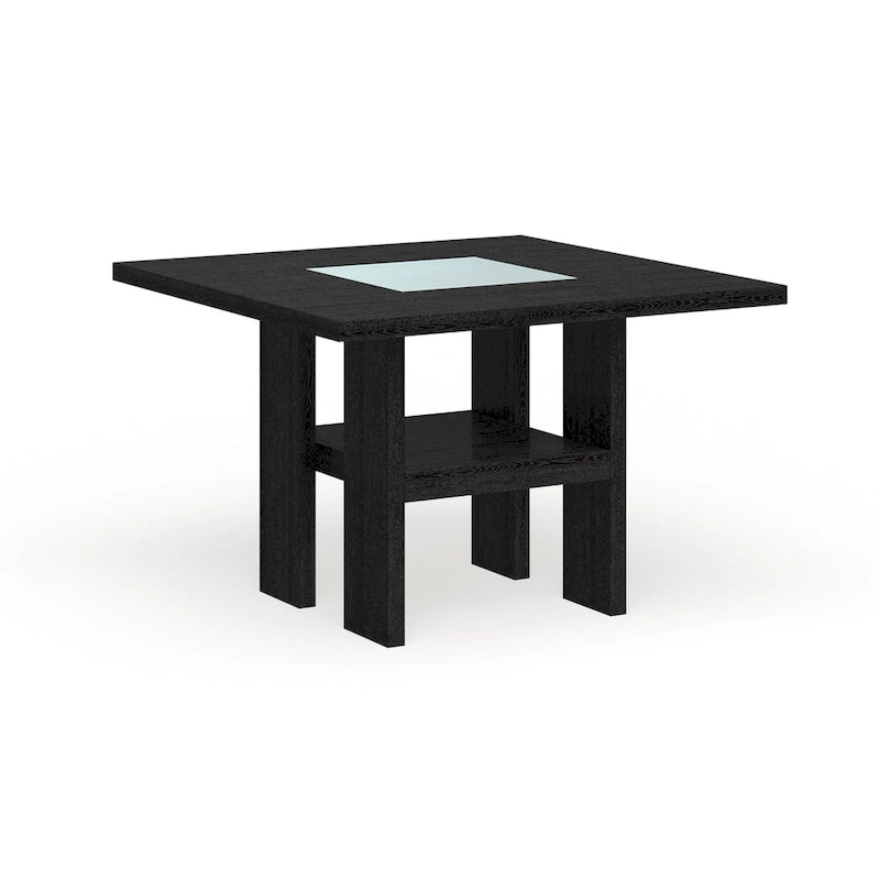 Table à manger carrée en bois, hauteur comptoir, 54 pouces, éclairage DEL