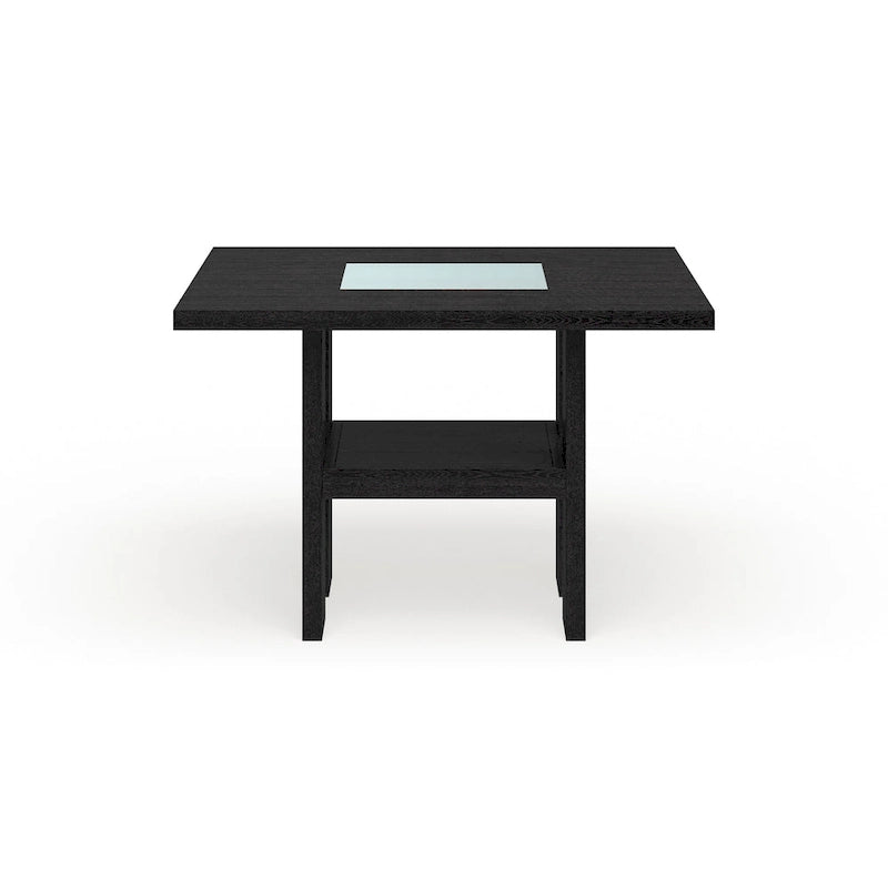 Table à manger carrée en bois, hauteur comptoir, 54 pouces, éclairage DEL
