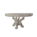 60Dia Round Dining Table with Wooden Legs in Bone White