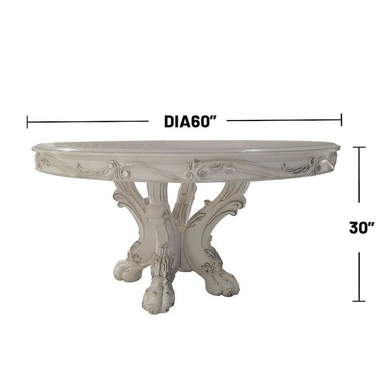 Table à manger ronde de 60 de diamètre avec pieds en bois, blanc cassé