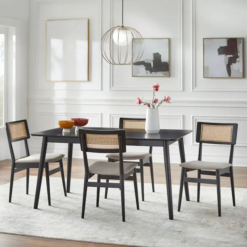 Chaise de salle à manger avec dossier en cannage, style moderne du milieu du siècle