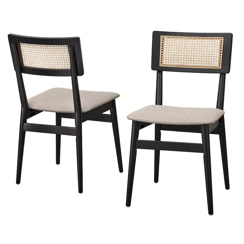 Chaise de salle à manger avec dossier en cannage, style moderne du milieu du siècle