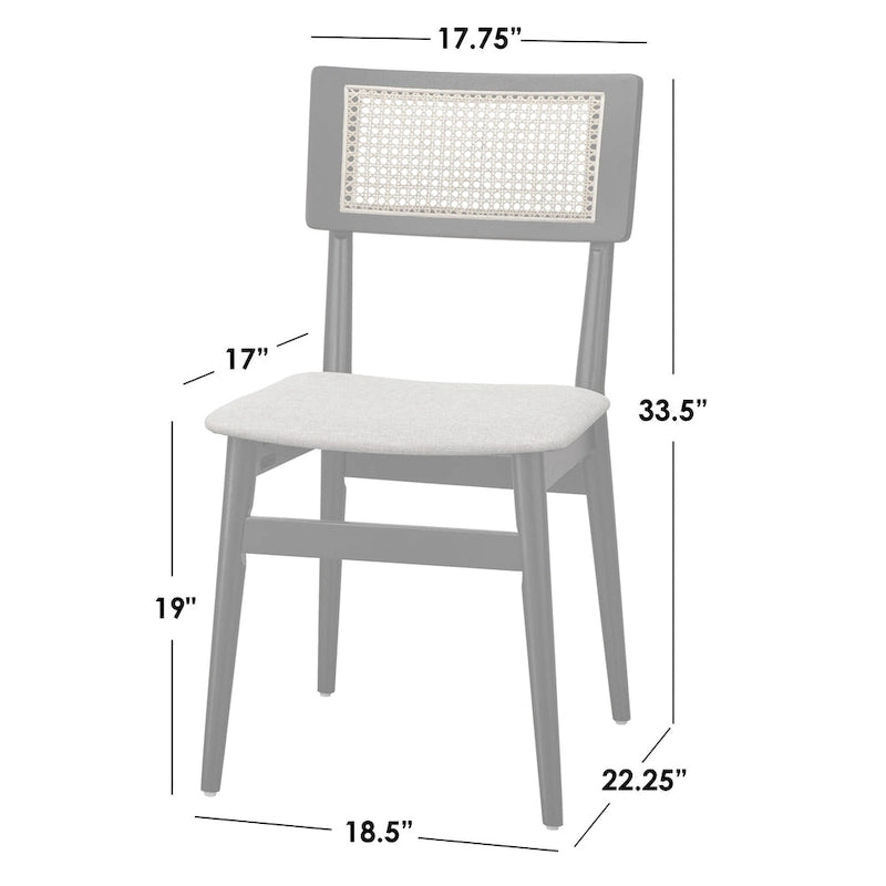 Chaise de salle à manger avec dossier en cannage, style moderne du milieu du siècle