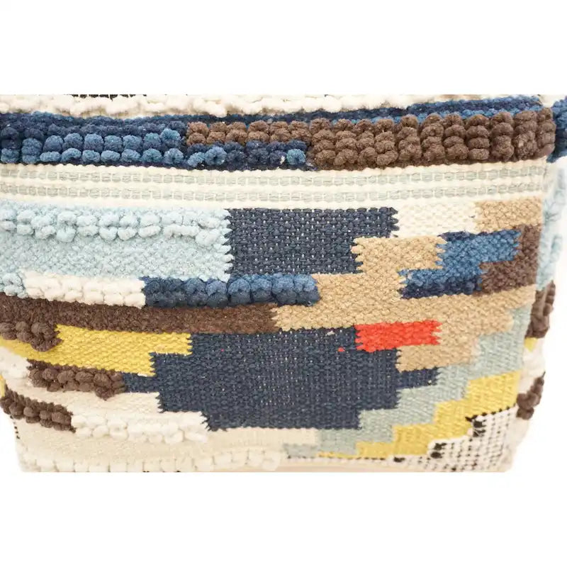 Handcrafted Wool Cotton Cube Pouf