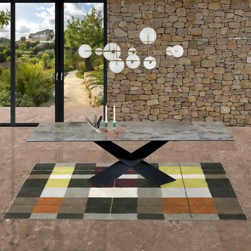 Table à manger extensible en céramique grise - 180/270 x 90 x 75 cm