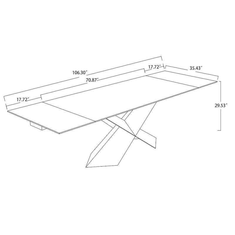 Table à manger extensible en céramique grise - 180/270 x 90 x 75 cm
