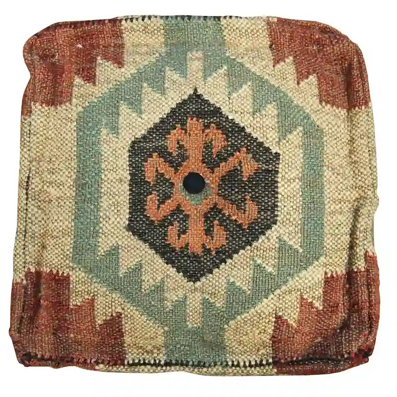 Repose-pieds ottoman rembourré Kilim fait main - 16 x 16 x 16