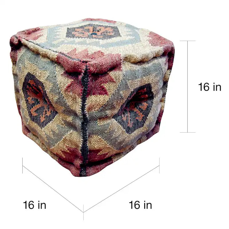 Repose-pieds ottoman rembourré Kilim fait main - 16 x 16 x 16