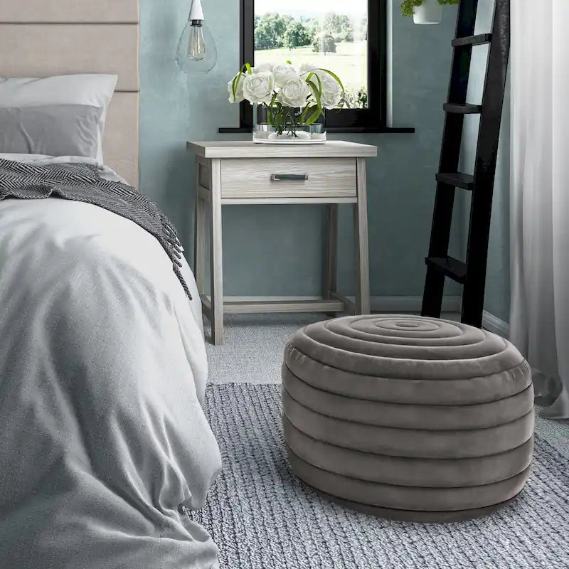 Pouf rond bohème en velours