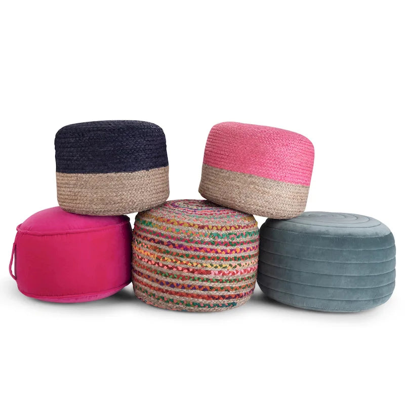 Pouf rond bohème en velours