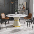 Table à manger moderne en marbre ronde de 59 po avec plateau tournant