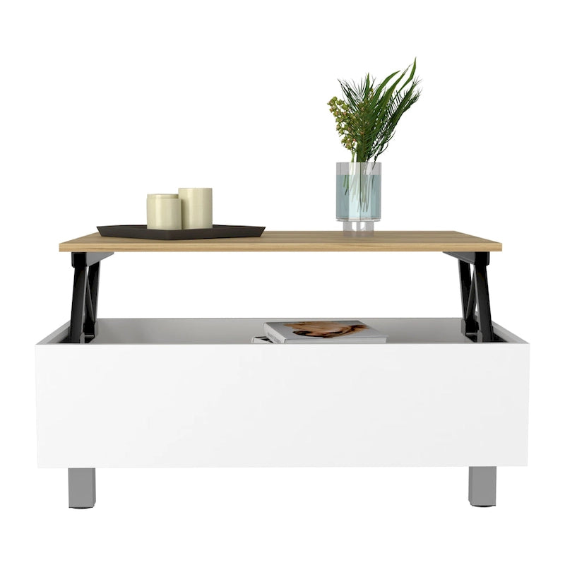 Table basse avec plateau relevable et rangement dissimulé - 4 pieds