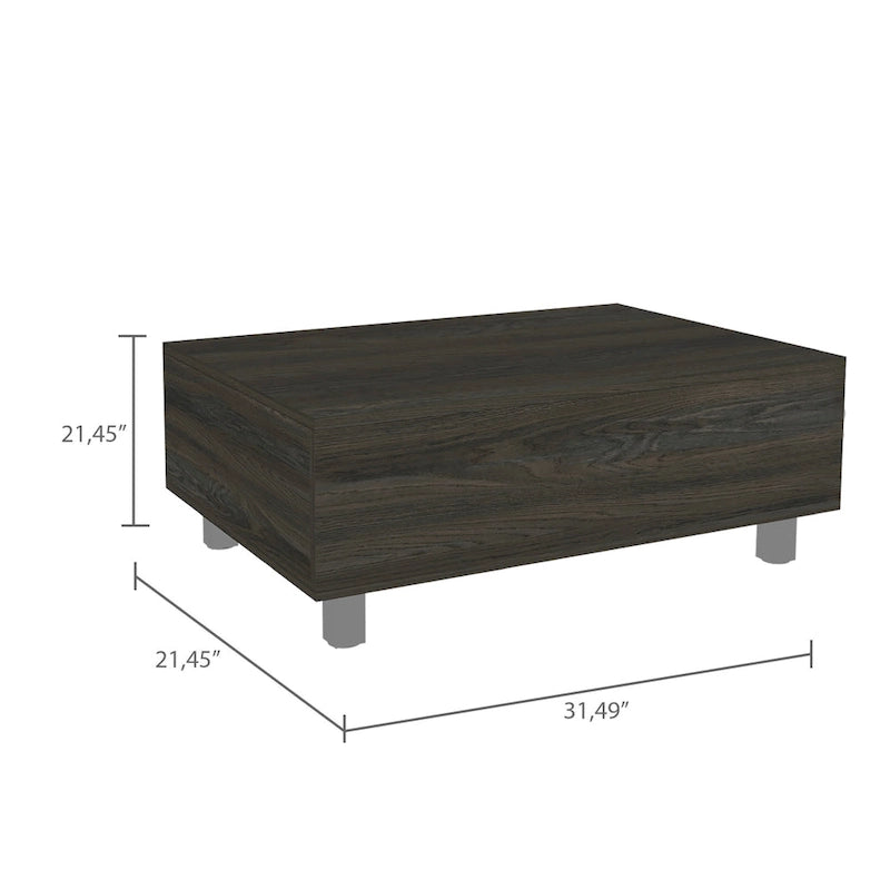 Table basse avec plateau relevable et rangement dissimulé - 4 pieds