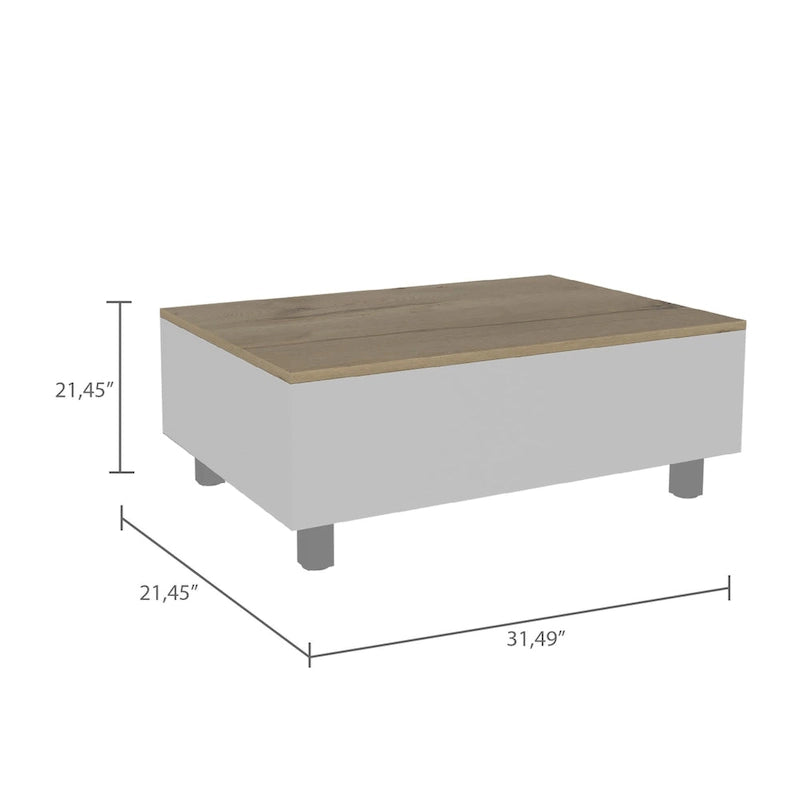 Table basse avec plateau relevable et rangement dissimulé - 4 pieds