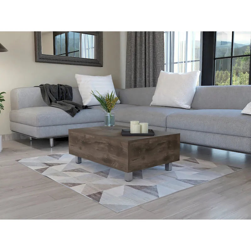 Table basse avec plateau relevable et rangement dissimulé - 4 pieds