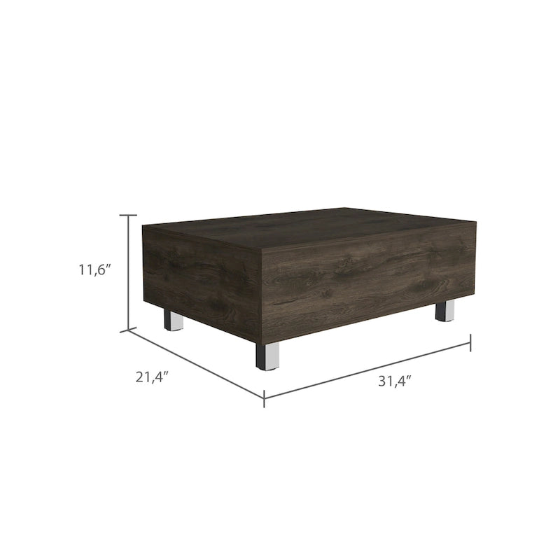 Table basse avec plateau relevable et rangement dissimulé - 4 pieds