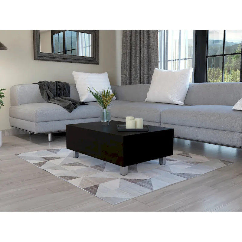 Table basse avec plateau relevable et rangement dissimulé - 4 pieds