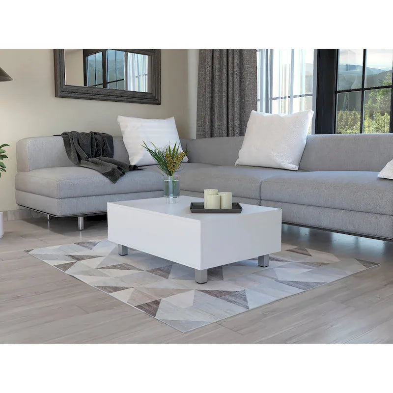 Table basse avec plateau relevable et rangement dissimulé - 4 pieds
