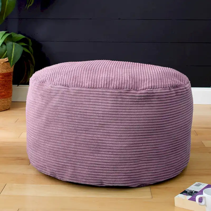 Grand pouf rond en velours côtelé pour l'intérieur