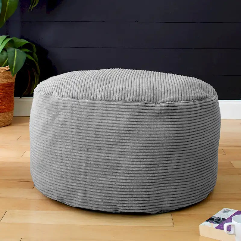 Indoor Corduroy Large Round Pouf Ottoman