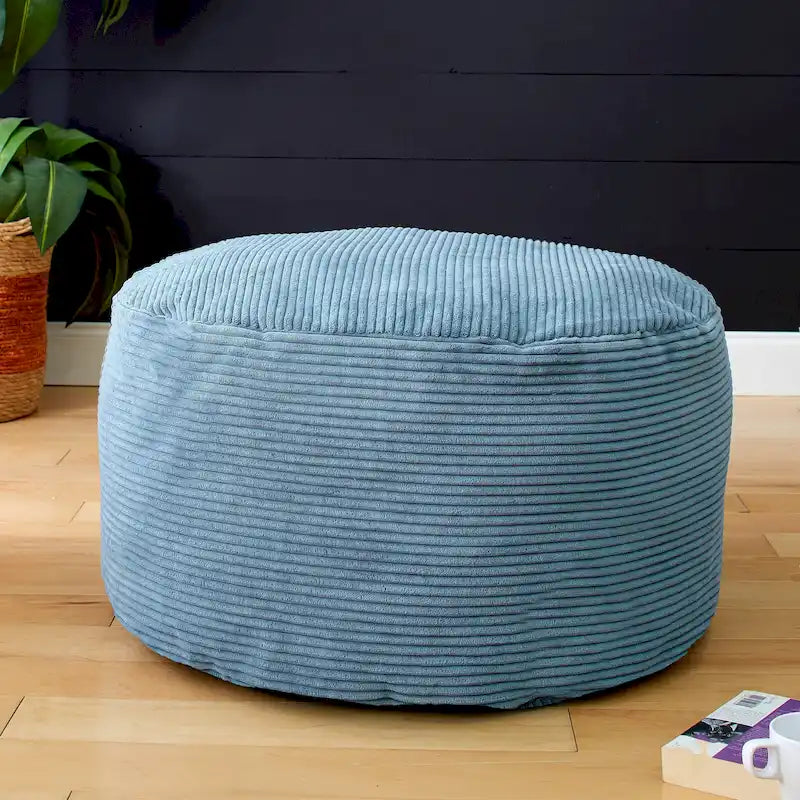 Indoor Corduroy Large Round Pouf Ottoman