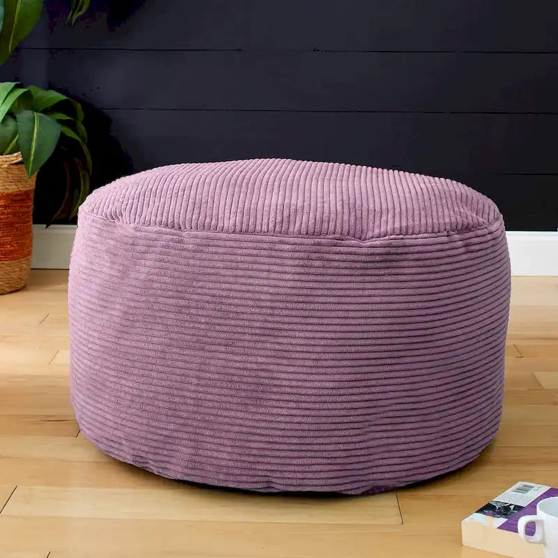 Indoor Corduroy Large Round Pouf Ottoman