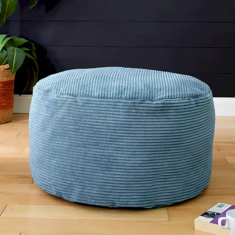 Grand pouf rond en velours côtelé pour l'intérieur