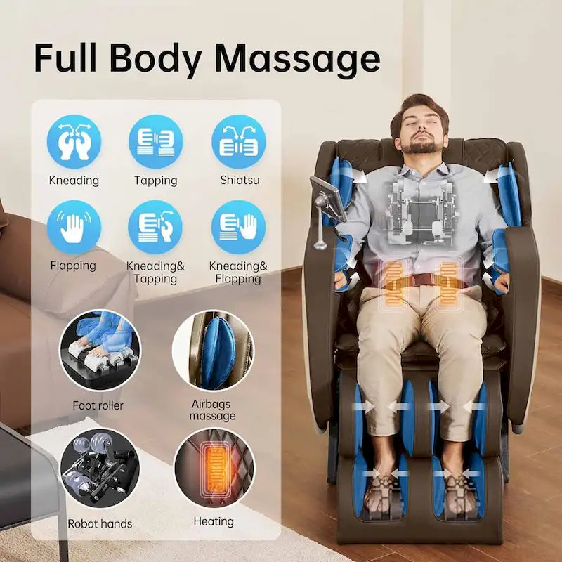 Fauteuil de massage corporel complet zéro gravité avec rail SL et contrôle par application