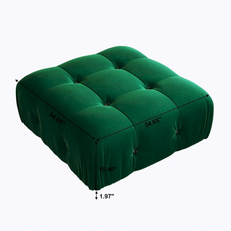 Pouf carré minimaliste en velours capitonné
