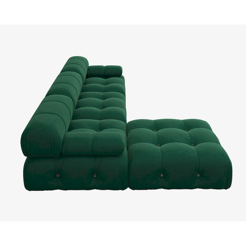 Pouf carré minimaliste en velours capitonné