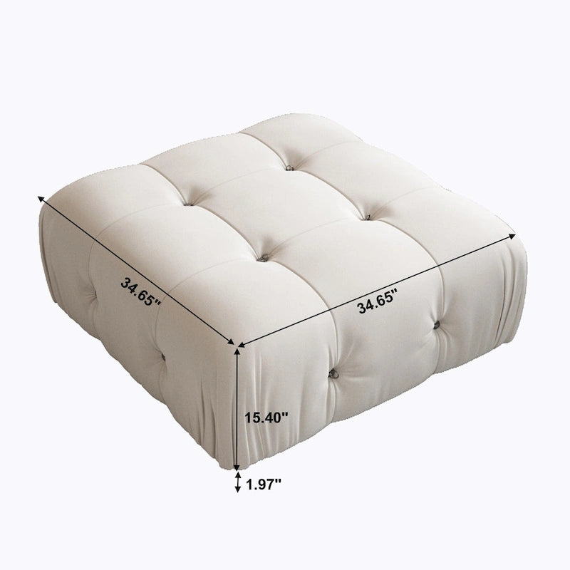 Pouf carré minimaliste en velours capitonné