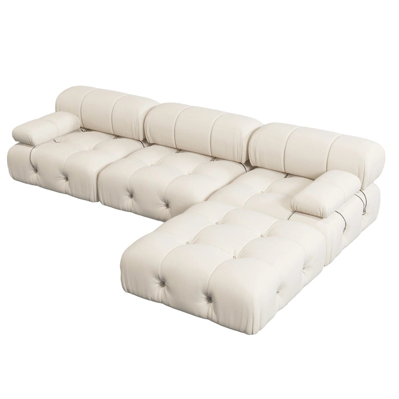 Pouf carré minimaliste en velours capitonné