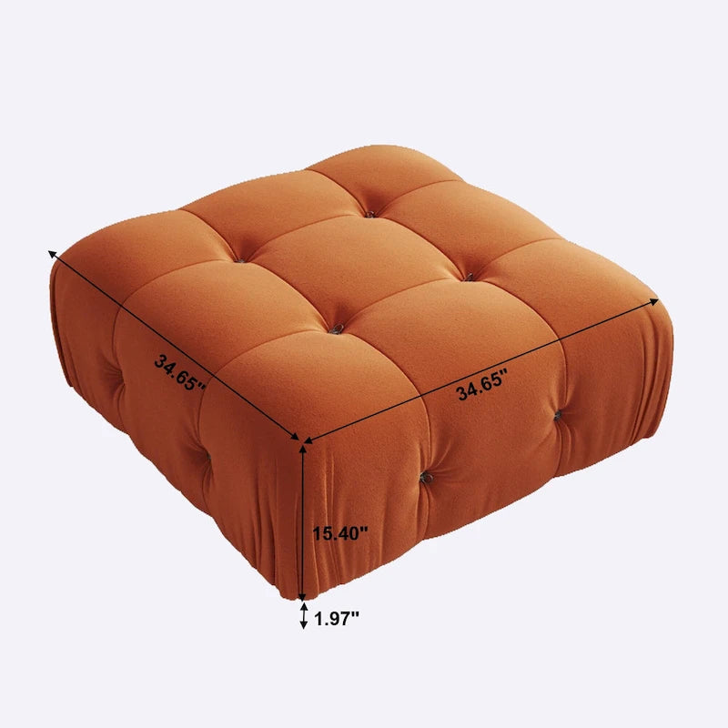 Pouf carré minimaliste en velours capitonné