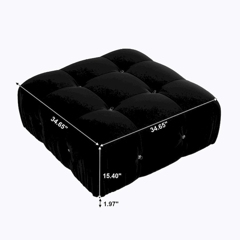 Pouf carré minimaliste en velours capitonné