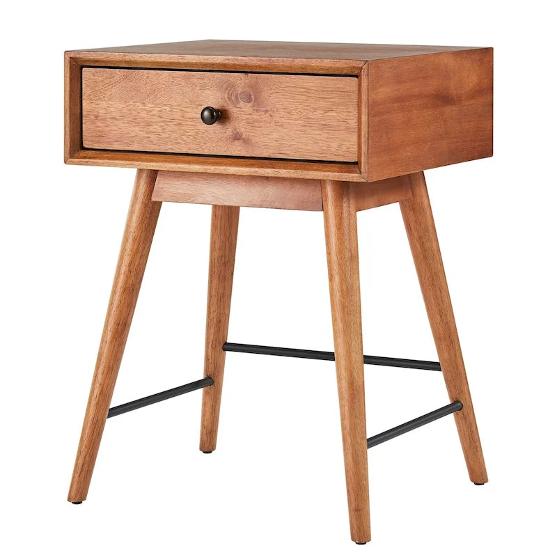 Mid-Century Modern Wood 1-Drawer End Table
