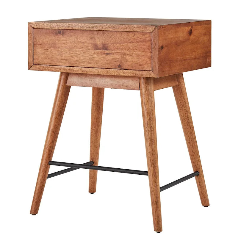 Table d'appoint en bois à 1 tiroir, style moderne du milieu du siècle