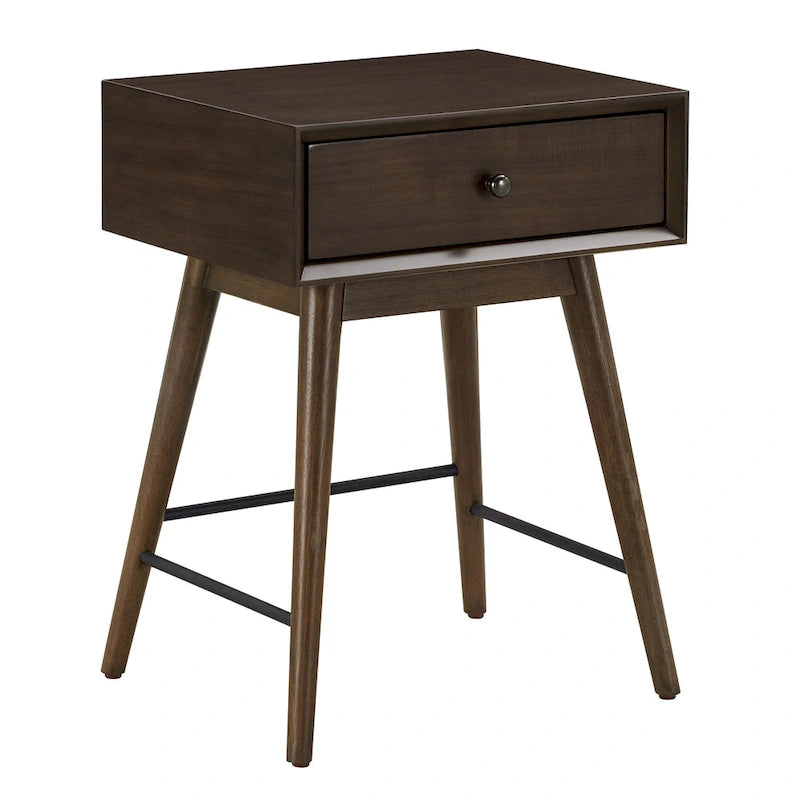 Table d'appoint en bois à 1 tiroir, style moderne du milieu du siècle