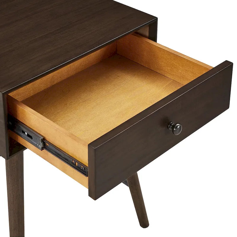 Table d'appoint en bois à 1 tiroir, style moderne du milieu du siècle