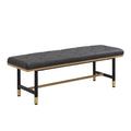 Banc de bout de lit en métal et similicuir avec pieds de tabouret en or noir pour entrée de salon