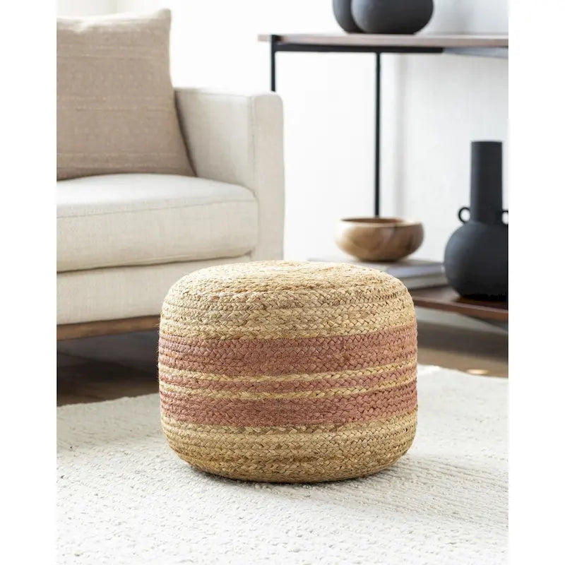 Pouf rayé style rustique