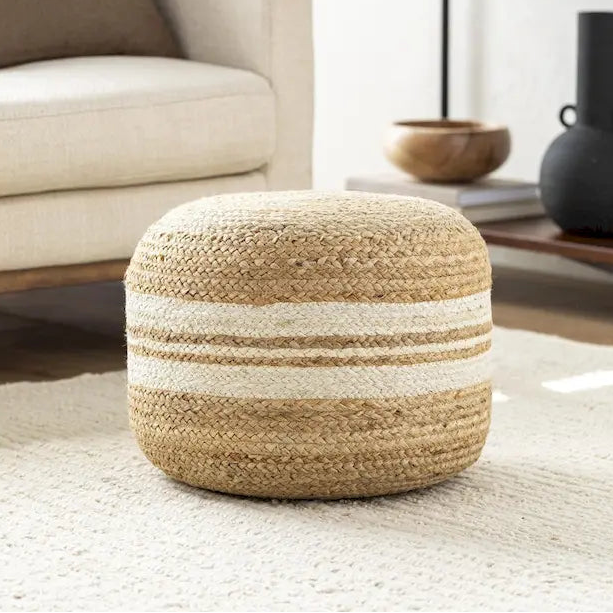 Livabliss Mallows Farmhouse Stripe Pouf