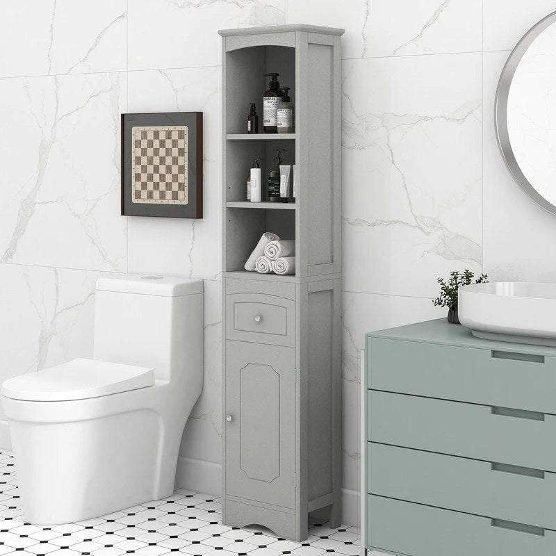 Armoire haute de salle de bain de 72 po avec tiroir et 5 tablettes ajustables