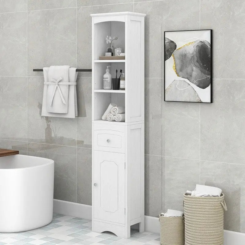 Armoire haute de salle de bain de 72 po avec tiroir et 5 tablettes ajustables