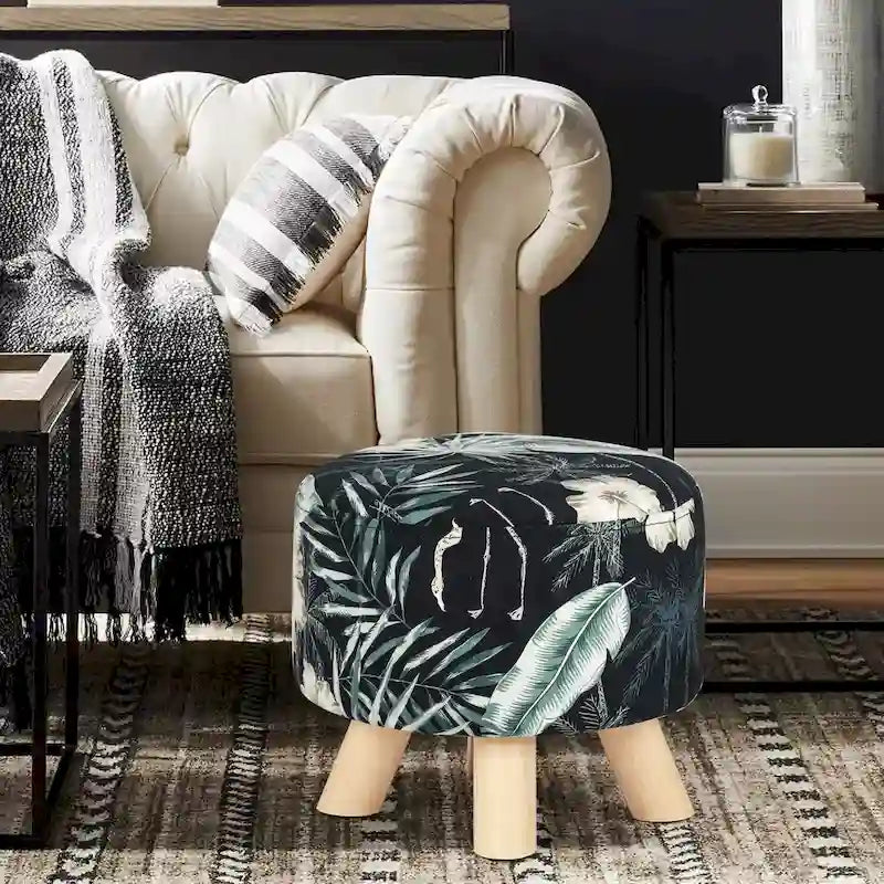 Repose-pieds ottoman rond moderne en velours
