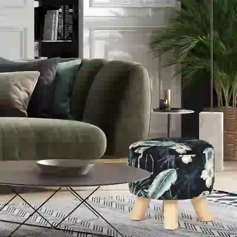 Repose-pieds ottoman rond moderne en velours